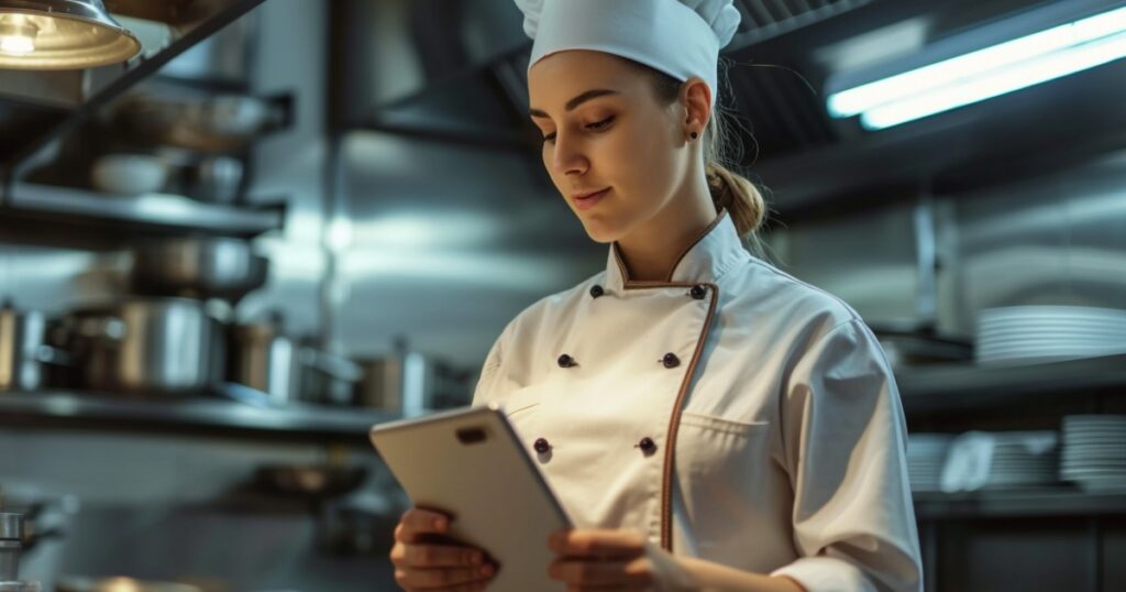 chef making dishes efficiently thanks to the optimized menu